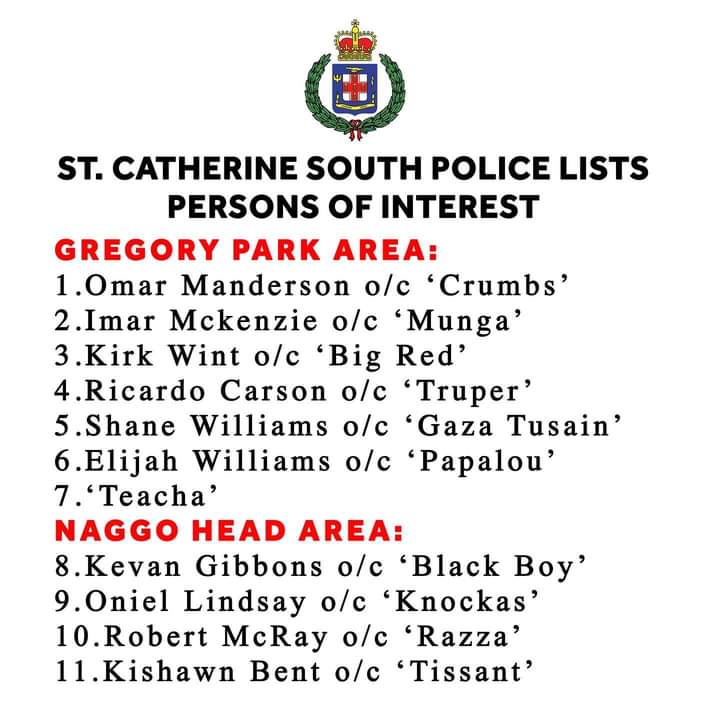 11 men listed as persons of interest in St Catherine South Police Division