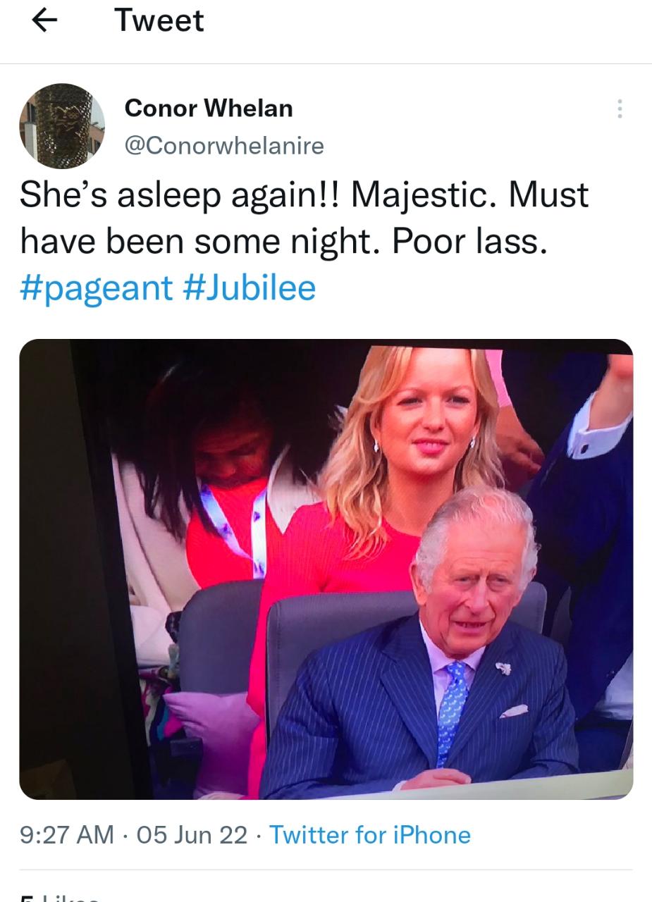 Jamaica&#8217;s Lady Allen falls asleep behind Prince Charles at Platinum Jubilee