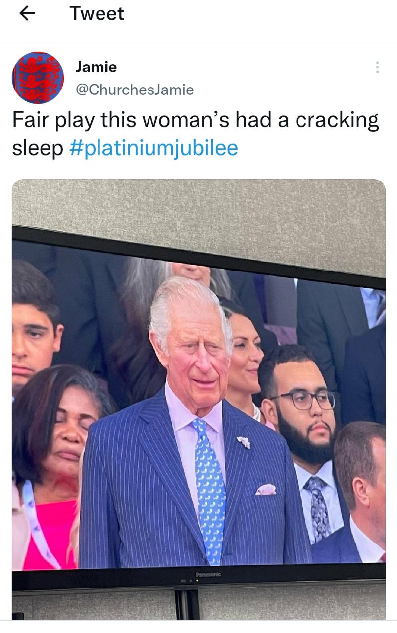 Jamaica&#8217;s Lady Allen falls asleep behind Prince Charles at Platinum Jubilee