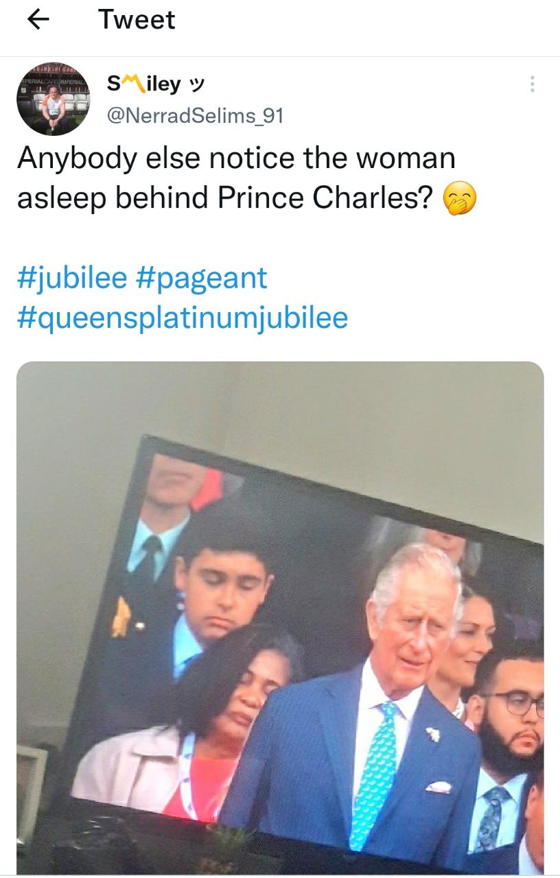 Jamaica&#8217;s Lady Allen falls asleep behind Prince Charles at Platinum Jubilee