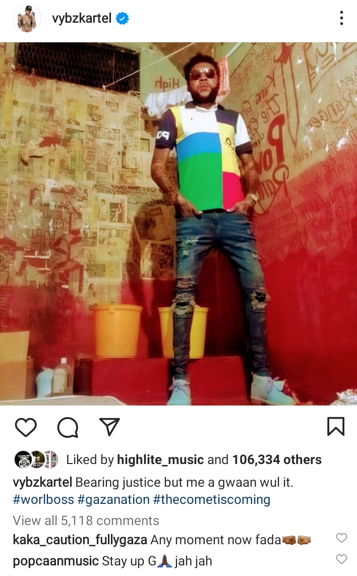 Kartel says he continues to &#8216;wul it&#8217; in jail as he rocks new outfit